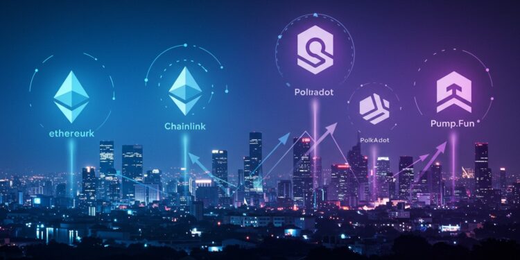 Quels cryptos vont décoller avec la hausse dEthereum  Découvrez Chainlink Polkadot et Pumpfun leurs potentiels et pourquoi ils surfent sur la vague ETH   Viral Mag