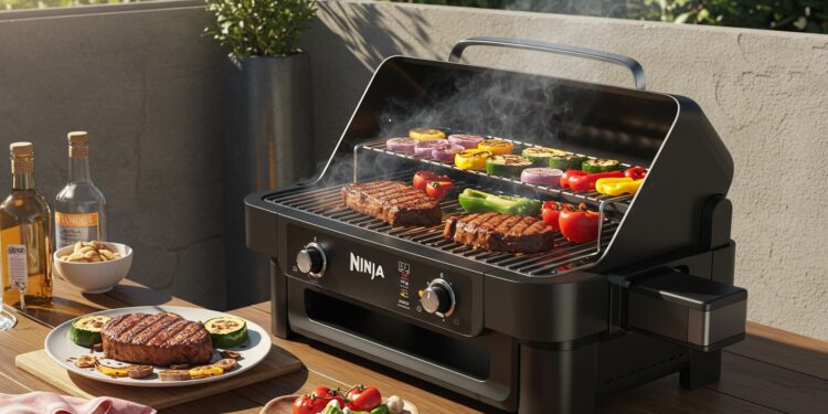 Barbecue Électrique Ninja : Une Révolution Culinaire - Viral Mag Découvrez le barbecue Ninja Woodfire 7 modes de cuisson goût authentique et 23 de réduction Transformez vos repas en extérieur Viral Mag