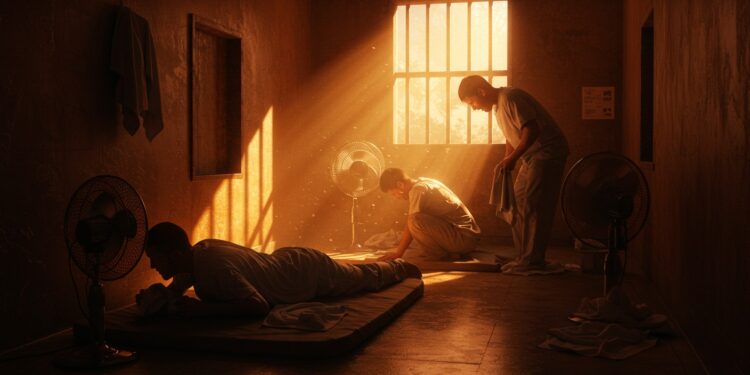 Canicule en Prison : Survivre à la Chaleur - Viral Mag Comment les détenus affrontent la canicule dans une prison surpeuplée Découvrez leurs stratégies face à la chaleur extrême Viral Mag