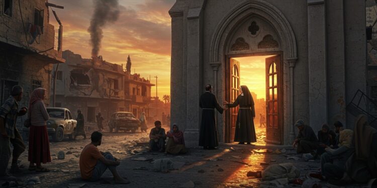 Crise à Gaza : Les Religieux Restent Solidaires - Viral Mag Les prêtres et religieuses de Gaza refusent de fuir malgré loffensive israélienne imminente choisissant de soutenir les civils Découvrez leur courage Viral Mag