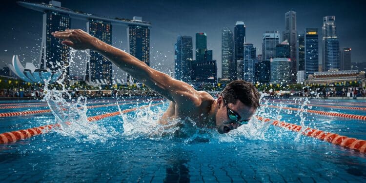 Finale 400m 4 Nages : Suivez Léon Marchand en Direct - Viral Mag Léon Marchand vise lor en 400m 4 nages aux Mondiaux 2025 Découvrez lheure la chaîne et les enjeux de cette finale palpitante à Singapour   Viral Mag