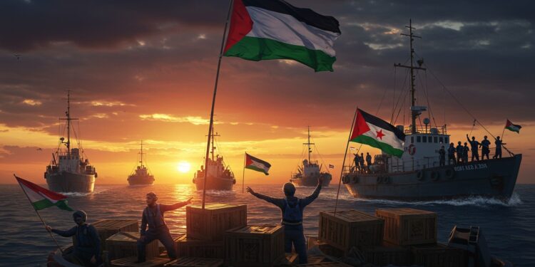 Flottille Humanitaire Vers Gaza : Une Mission Historique - Viral Mag Une flottille humanitaire part de Barcelone pour briser le blocus de Gaza Greta Thunberg et des activistes sunissent pour livrer de laide et dénoncer linaction mondiale Viral Mag