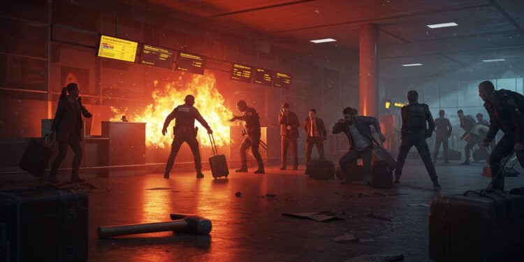 Italie : Chaos à l’Aéroport de Milan Après une Attaque - Viral Mag Un homme met le feu à un comptoir de laéroport de Milan avec un marteau Découvrez les détails de cet incident choquant et ses implications Viral Mag