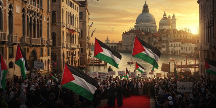 Manifestation à Venise : Solidarité avec Gaza à la Mostra - Viral Mag Des milliers de manifestants à Venise dénoncent les violences à Gaza lors de la Mostra Découvrez les actions des artistes et lappel à la paix Viral Mag