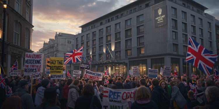 Nouvelles manifestations au Royaume Uni devant des hôtels abritant des demandeurs dasile Entre tensions et soutien le débat sur limmigration sintensifie   Viral Mag