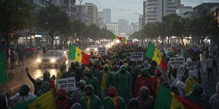 À Dakar des centaines de manifestants réclament justice pour les victimes des violences politiques de 2021 2024 malgré la pluie et la lenteur judiciaire   Viral Mag