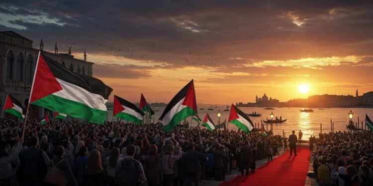 À Venise des milliers de manifestants dénoncent les actions dIsraël à Gaza lors de la Mostra 2025 marquée par un fort engagement politique   Viral Mag