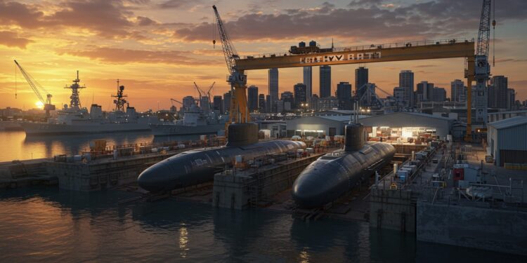 Australie : Un Investissement Stratégique pour la Défense Navale - Viral Mag LAustralie investit 68 milliards pour moderniser ses chantiers navals visant à construire des sous marins nucléaires face à la montée de la Chine Découvrez les détails   Viral Mag