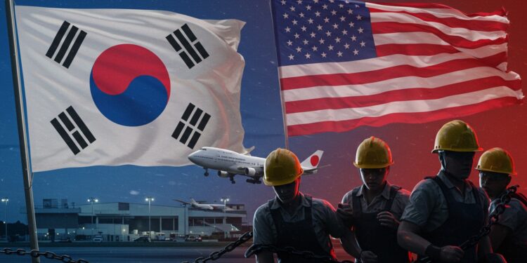 Crise Diplomatique : Sud-Coréens Rapatriés des États-Unis - Viral Mag Tensions entre Séoul et Washington après larrestation de 475 Sud Coréens sur un chantier américain Découvrez les impacts sur les relations bilatérales   Viral Mag