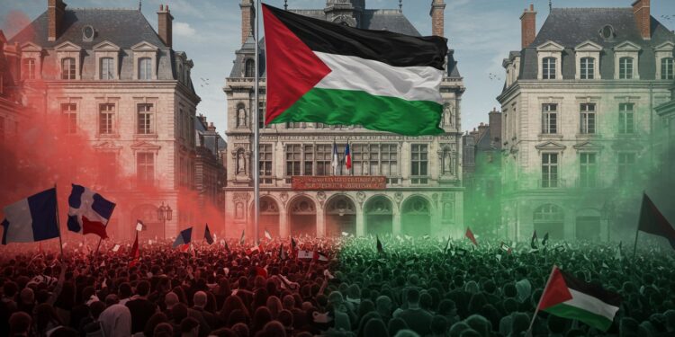 Drapeaux Palestiniens en France : Tensions et Débats Politiques - Viral Mag 21092025 La France reconnaît la Palestine mais le drapeau palestinien sur les mairies divise Entre symbole de paix et polémique que révèle ce débat Découvrez la suite Viral Mag