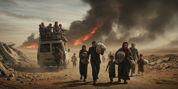 Exode Massif à Gaza : Fuite sous les Bombes - Viral Mag Fuite désespérée de Gaza ville  des milliers de Palestiniens évacuent sous les bombardements israéliens cherchant refuge dans un sud incertain   Viral Mag