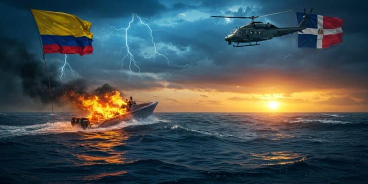 Frappe Américaine en Mer : Tensions et Questions - Viral Mag 23092025 Une frappe américaine vise un bateau de drogue près des côtes dominicaines Mais qui étaient les marins La Colombie exige des réponses Viral Mag