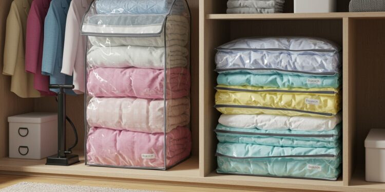 Gagnez de l’Espace avec les Housses Sous Vide Amazon - Viral Mag Découvrez les housses sous vide Amazon Basics pour un rangement compact et efficace Optimisez votre espace tout en protégeant vos textiles Viral Mag