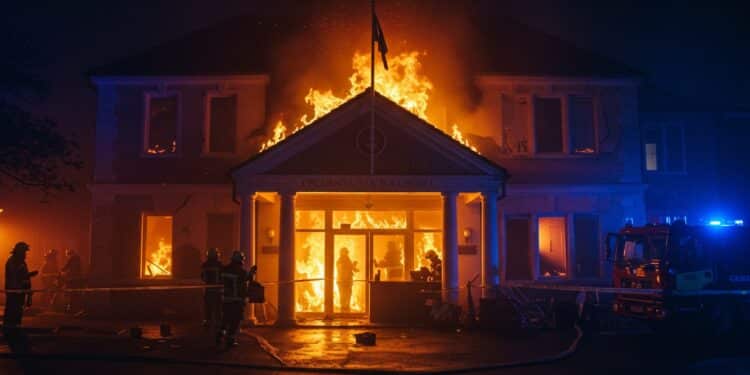 Incendie Criminel à la Mairie de Grand-Couronne : Enquête en Cours - Viral Mag Découvrez les détails de lincendie suspecté à la mairie de Grand Couronne près de Rouen Origine criminelle probable hall détruit et lien avec un précédent attentat contre la maire PS Une enquête pour dégradation en bande organisée est ouverte   Viral Mag