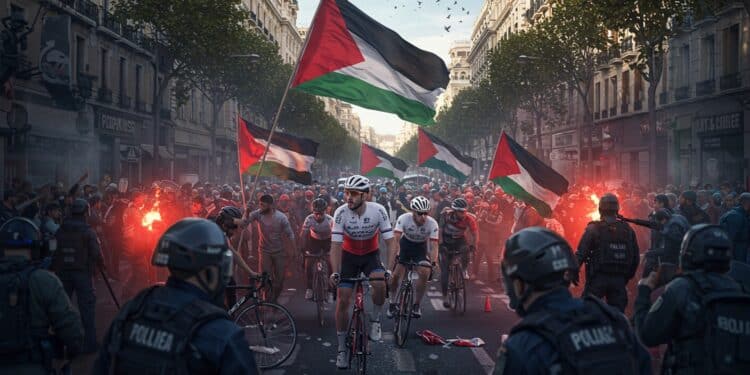 Des manifestants propalestiniens interrompent le Tour dEspagne à Madrid perturbant la course Découvrez les détails de cet événement marquant   Viral Mag