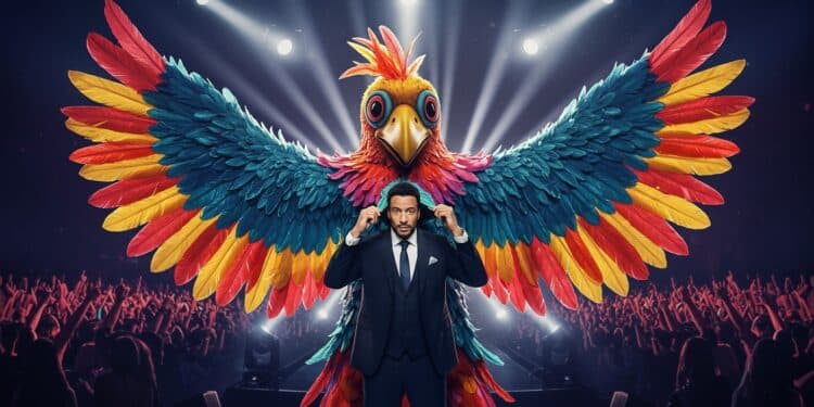 27092025   Dans leffervescence de Mask Singer une silhouette emplumée a enflammé la scène sous le costume de lOiseau Les détectives ont multiplié les indices farfelus mais qui se cachait vraiment derrière ces plumes colorées  La révélation va vous surprendre   Viral Mag