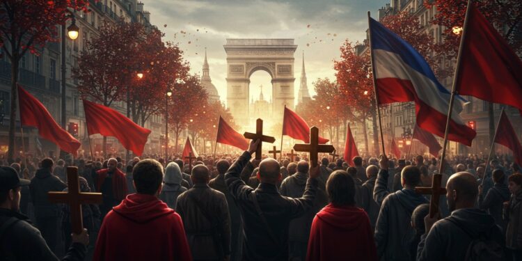 28092025   Des centaines de personnes descendent dans les rues de Paris et Guingamp pour crier stop à la christianophobie après le meurtre brutal dAshur Sarnaya Croix brandies slogans puissants  mais derrière ces rassemblements se cache une réalité plus sombre qui pourrait changer la face de la France   Viral Mag