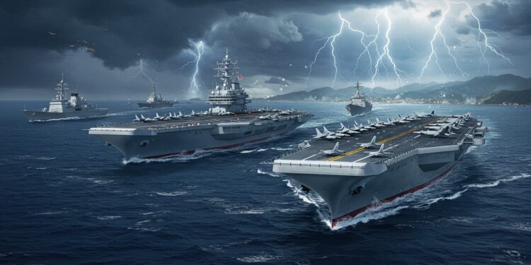 Tensions à Taïwan : Navires et Porte-avions en Conflit - Viral Mag Pékin critique le passage de navires US et UK dans le détroit de Taïwan tandis que son porte avions Fujian y transite Une escalade militaire inquiétante   Viral Mag