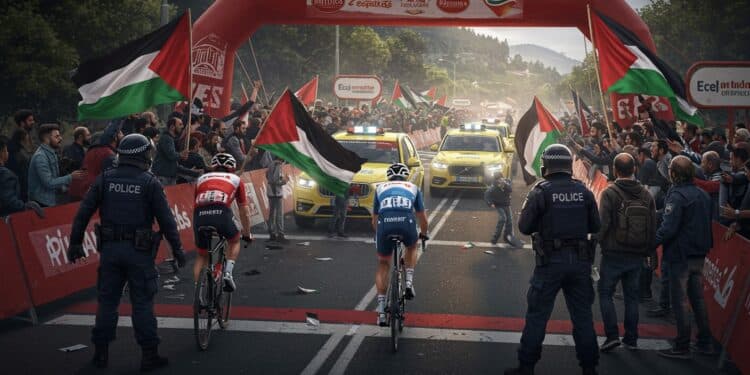 Tour d’Espagne : Étape 16 Écortée par Manifestations Propalestiniennes - Viral Mag Découvrez comment les manifestations propalestiniennes ont forcé lécourtement de la 16e étape de la Vuelta avec la victoire surprise dEgan Bernal Incertitudes sur la suite de la course cycliste majeure   Viral Mag