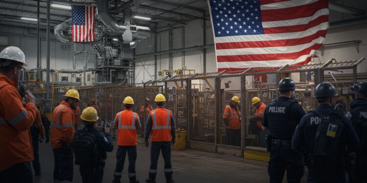 Trump Cible l’Immigration dans une Usine en Géorgie - Viral Mag Trump somme les entreprises étrangères de respecter les lois migratoires après un raid massif en Géorgie Découvrez les détails de cette opération sans précédent   Viral Mag