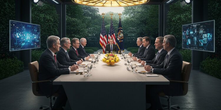 Trump et la Tech : Un Dîner Historique à la Maison Blanche - Viral Mag Trump réunit les géants de la tech à la Maison Blanche pour un dîner marquant Découvrez les enjeux les absents et les ambitions de ce sommet inédit Viral Mag