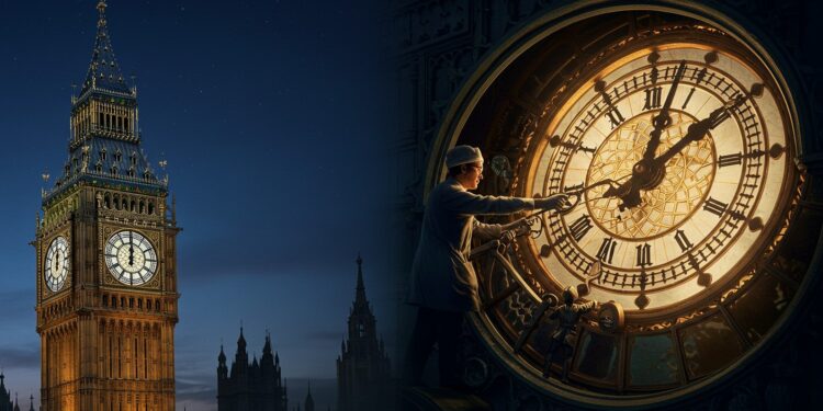 Big Ben S’Arrête : Le Rituel Fascinant du Changement d’Heure - Viral Mag Découvrez le rituel unique du changement dheure à Big Ben un symbole britannique Plongez dans les coulisses de cette horloge légendaire Viral Mag