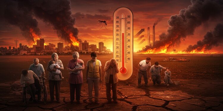 Changement Climatique : Menace Mortelle pour la Santé - Viral Mag Découvrez comment le réchauffement climatique cause des centaines de milliers de morts par chaleur pollution et maladies Rapport choc 2025 sur les dangers pour la santé humaine   Viral Mag