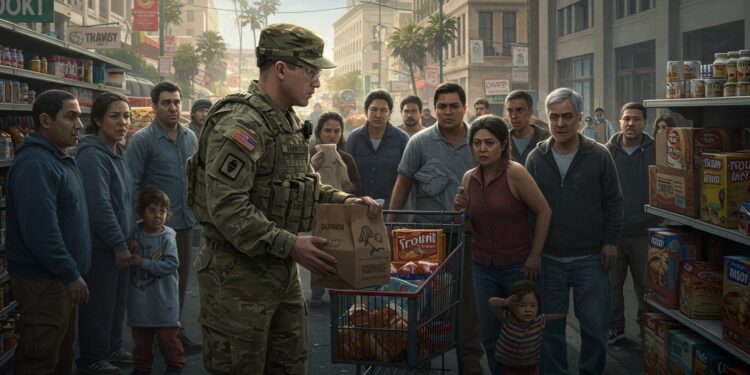 Crise Budgétaire : La Californie Mobilise l’Armée pour l’Aide Alimentaire - Viral Mag La Californie déploie la Garde nationale pour distribuer laide alimentaire face à la paralysie budgétaire Découvrez limpact de ce shutdown sur les plus démunis Viral Mag