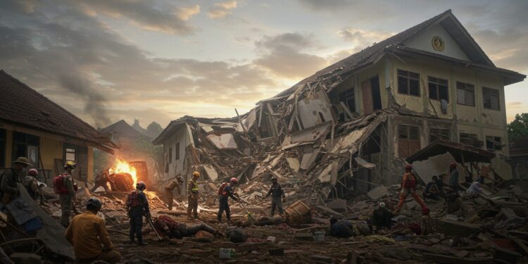 Effondrement École Indonésie : 10 Morts, Enquête Ouverte - Viral Mag 03102025 Un effondrement décole en Indonésie fait 10 morts et 59 piégés Les secours luttent mais les espoirs samenuisent Quelles sont les causes de ce drame Viral Mag