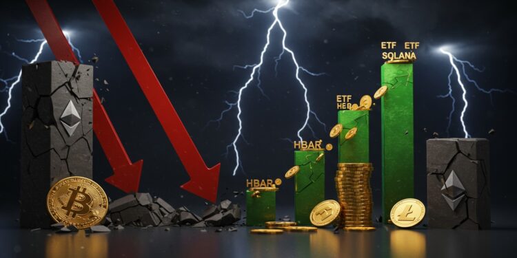 ETFs Bitcoin Ethereum en Chute Libre - Viral Mag Découvrez pourquoi les ETFs Bitcoin et Ethereum enregistrent des sorties massives de plus de 670 millions de dollars tandis que Solana HBAR et Litecoin attirent les capitaux Analyse complète du marché crypto en pleine tourmente   Viral Mag