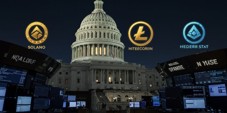 ETFs Crypto Lancés Malgré Shutdown US - Viral Mag Découvrez comment de nouveaux ETFs crypto sur Solana Litecoin et Hedera ont vu le jour pendant le shutdown gouvernemental américain Analyse complète des mécanismes légaux et perspectives futures   Viral Mag