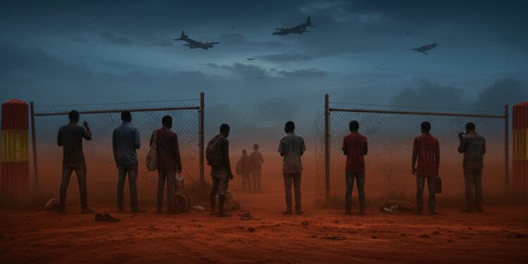 Expulsés US Vers Ghana : Abandonnés Au Togo Sans Papiers - Viral Mag 03102025 Imaginez être arraché à votre vie aux États Unis battu par des agents et largué sans papiers au Togo après un détour forcé par le Ghana Des migrants ouest africains vivent ce cauchemar sous la politique Trump Que leur réserve lavenir dans lombre de la clandestinité Viral Mag