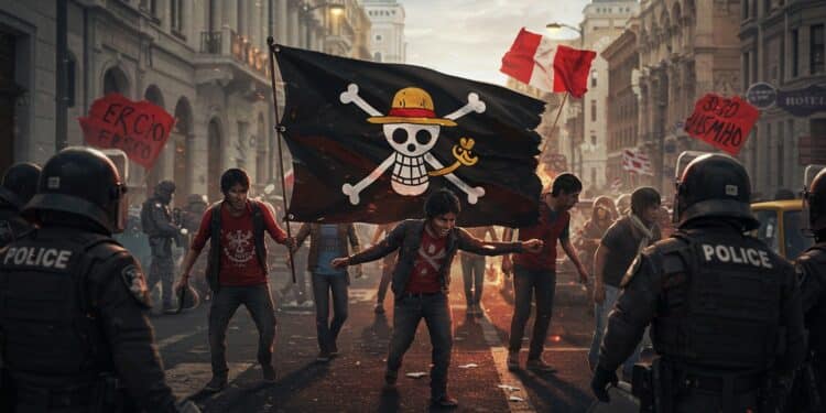 21102025   À Lima la Gen Z défie la répression pour lutter contre linjustice et linsécurité Inspirés par One Piece ils brandissent leur drapeau pirate Que feront ils face à la violence    Viral Mag