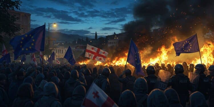 Géorgie : Tensions Politiques Après les Élections - Viral Mag 05102025 À Tbilissi des milliers de manifestants défient le pouvoir après des élections controversées Le Premier ministre menace lopposition Que va t il se passer Viral Mag