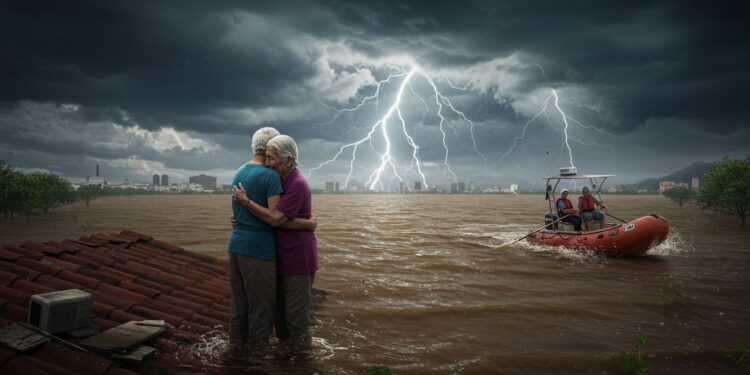 16102025   Un couple de grands parents saccroche sur un toit pour survivre aux inondations au Mexique Leur histoire despoir et de solidarité vous touchera Que sest il passé ensuite    Viral Mag