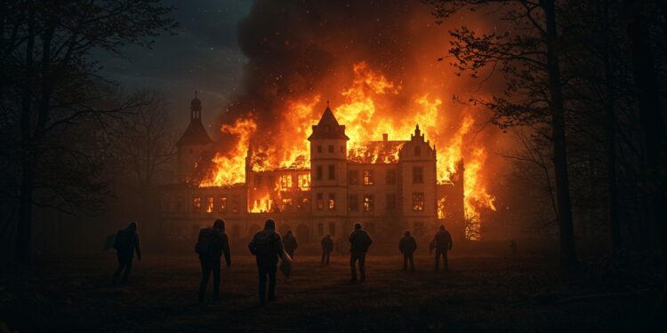 11102025   Dans la nuit du 5 au 6 octobre 2025 un incendie dévastateur consume le château de chasse de la famille Thurn und Taxis près de Regensburg Un groupe antifasciste revendique lacte visant la princesse Gloria accusée de liens avec lextrême droite Mais qui sont ces combattants et quelles conséquences pour lAllemagne  La tension monte   Viral Mag