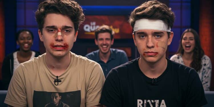 17102025   Imaginez débarquer sur un plateau TV avec des blessures au visage et des yeux vitreux Byilhan et Nico ont tenté dexpliquer ça à Yann Barthès avec des histoires improbables Mais quest ce qui sest vraiment passé lors de leur tournage La suite va vous surprendre   Viral Mag