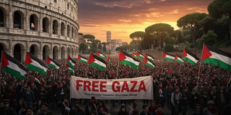 03102025   Des centaines de milliers dItaliens dans les rues pour Gaza Une grève générale perturbe le pays mais que répond le gouvernement de Meloni face à cette colère    Viral Mag