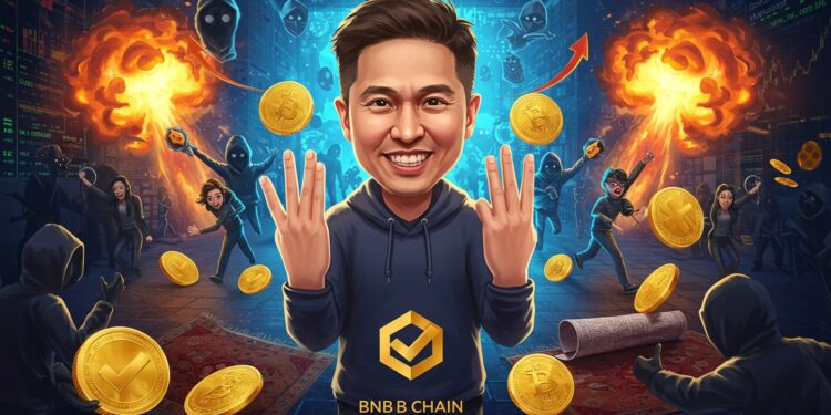 Meme Coin « 4 » Explose de 500% Après Hack BNB - Viral Mag 01102025 Imaginez un hacker qui vole 8000$ via un compte X compromis pompe un meme coin pour un gain de 4000$ et se fait ridiculiser par la communauté qui le fait exploser de 500 Mais que sest il vraiment passé ensuite La revanche crypto la plus drôle de lannée Viral Mag