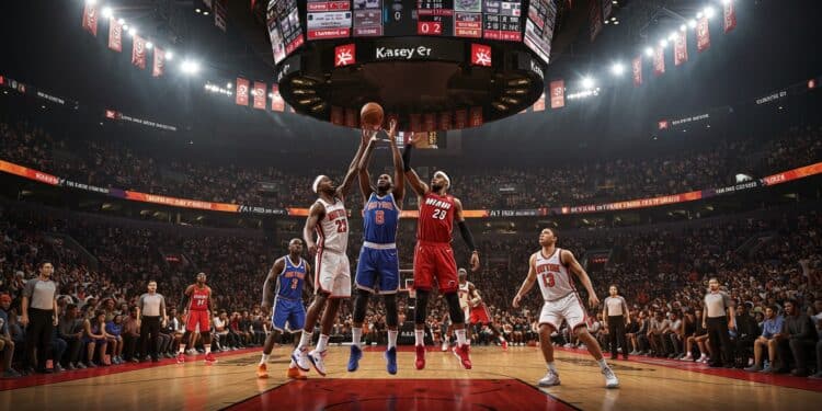 Miami Heat Contre Knicks : Duel Épique en NBA 2025 - Viral Mag Le choc Miami Heat vs New York Knicks en NBA 2025 promet du spectacle  Analyse joueurs clés et enjeux à suivre le 26 octobre   Viral Mag