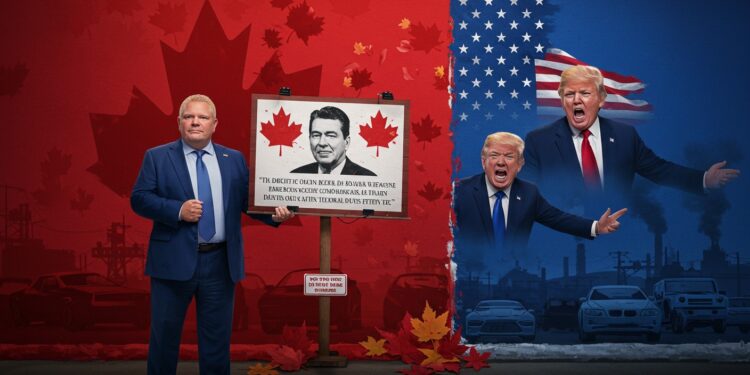 Ontario Défend Sa Pub Anti-Douanes Face à Trump - Viral Mag Découvrez comment le Premier ministre de lOntario Doug Ford justifie sa campagne publicitaire contre les droits de douane américains provoquant la fureur de Donald Trump et une suspension des négociations commerciales Analyse des enjeux pour le Canada   Viral Mag