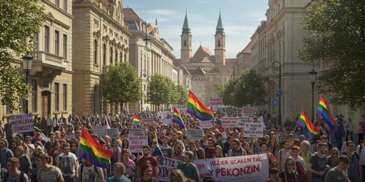 05102025   À Pécs 8 000 personnes défient linterdiction de la Pride pour revendiquer leurs droits Une lutte vibrante pour la liberté face à un gouvernement restrictif Que risque ce mouvement    Viral Mag