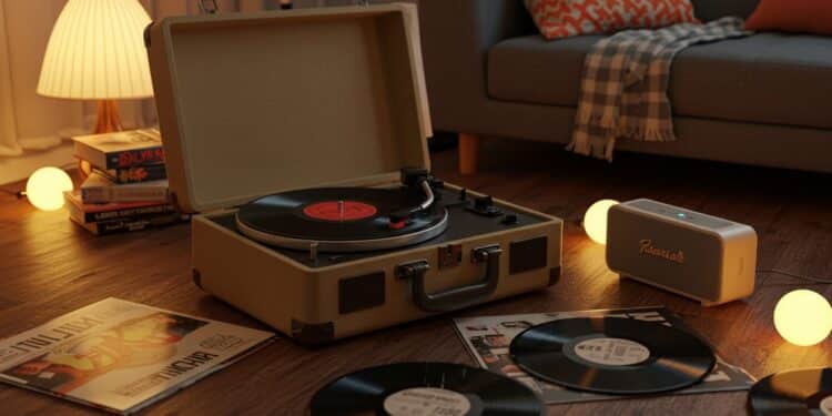 Platine Vinyle Rétro : Un Design Chic À Petit Prix - Viral Mag 13102025 Envie de redécouvrir vos vinyles avec style Cette platine rétro Essentielb allie design vintage et Bluetooth pour moins de 60€ Mais qua t elle de si spécial Viral Mag