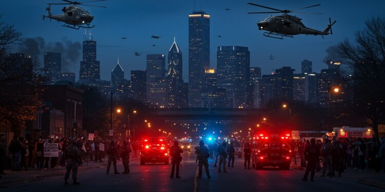 Trump Déploie Troupes Contre Élus Démocrates à Chicago - Viral Mag 09102025 ÀAnalysant la demande La demande concerne la génération dun article de blog en français sur des tensions politiques liées à limmigration Chicago des troupes fédérales envahissent la ville sur ordre de Trump qui veut jeter en prison le maire et le gouverneur pour avoir osé protéger les migrants Hélicoptères nocturnes arrestations massives lAmérique glisse t elle vers la loi martiale Et si cétait le début dune guerre civile Viral Mag