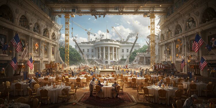 Trump Transforme la Maison Blanche : Une Salle de Bal Géante - Viral Mag Trump annonce la démolition de laile est pour une salle de bal Un projet controversé à 250M$ financé par des donateurs Découvrez les détails Viral Mag