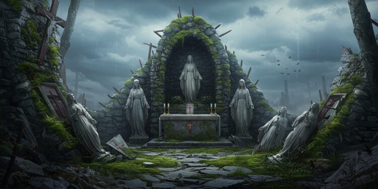 La grotte des Libaux réplique de Lourdes a été saccagée  statues décapitées autel brisé Découvrez les détails de cet acte choquant et ses impacts   Viral Mag