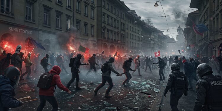 12102025   Une manifestation à Berne tourne au chaos  20 blessés des millions deuros de dégâts Que sest il passé dans les rues de la capitale suisse  Lisez pour découvrir   Viral Mag