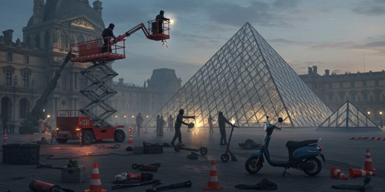 Vol Audacieux au Louvre : Bijoux Inestimables Disparus - Viral Mag 21102025 Imaginez 9h30 Louvre ouvert depuis 30 min Quatre malfrats arrivent installent un monte charge fracturent une fenêtre et volent des bijoux inestimables en sept minutes Ils fuient sur scooters laissant la couronne dEugénie Qui sont ils Lenquête révèle Viral Mag