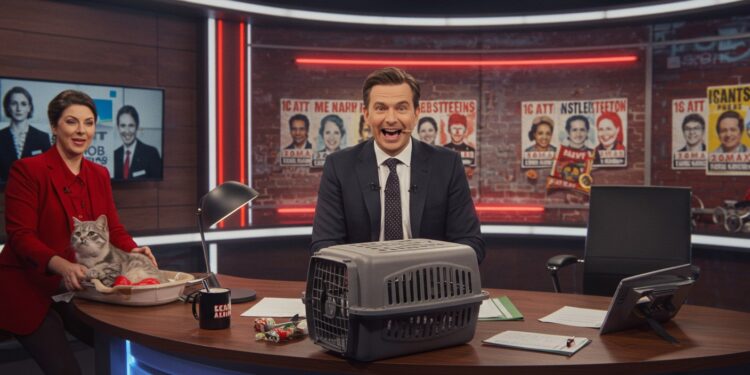 07102025   Yann Barthès moque Marine Le Pen dans Quotidien avec une boîte à chat Entre humour et politique découvrez une séquence virale qui fait jaser  Que cache cette pique    Viral Mag