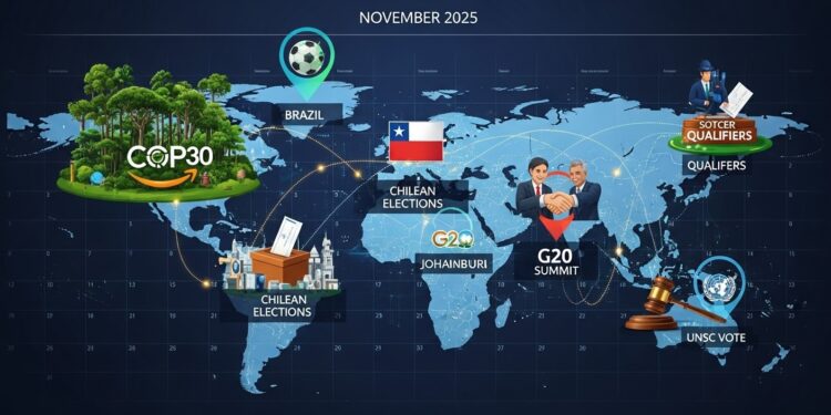 Agenda Mondial Intense : Événements Clés Novembre 2025 - Viral Mag Découvrez les grands rendez vous internationaux du 16 au 24 novembre 2025 COP30 élections au Chili G20 et plus Un tour dhorizon captivant des actualités mondiales Viral Mag